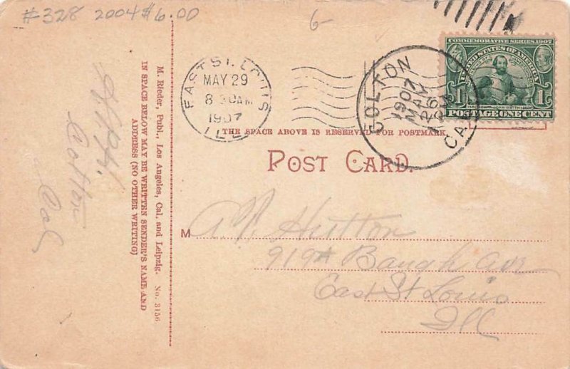 Postcard Chase Residence Riverside California 1907