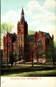 Vtg 1907 Wittenberg College Recitation Hall Horse Wagon Springfield OH Postcard