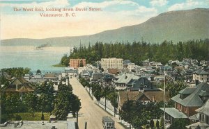 Postcard Canada Vancouver Birdseye West End Davie Street Trolley 23-9015