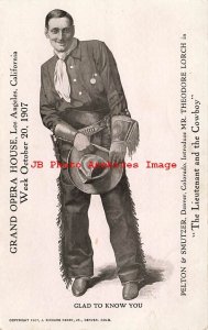 Advertising Postcard, The Lieutenant & the Cowboy, Los Angeles Grand Opera House