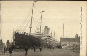 White Star Line Steamship Cedric at Landing Stage c1910 Postcard