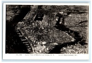 Aerial View Of Manhattan New York City NY Real Photo RPPC Postcard (FV12)