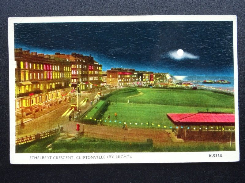 Kent CLIFTONVILLE Ethelbert Crescent by Moonlight c1962 Postcard by Valentine