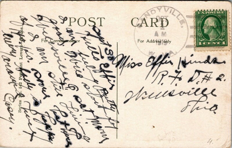 Vtg Ravenswood West Virginia WV Pennant Flag Greetings Couple 1910s Postcard