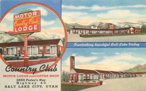 Utah Salt Lake City Motor Country Club Lodge roadside Teich Postcard 22-7727