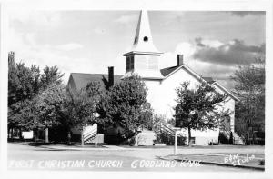 Goodland Kansas~First Christian Church~Lots of Trees~1950s B&M Studio RPPC