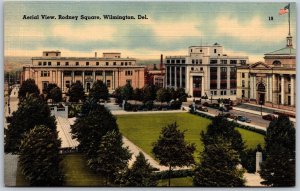 Vtg Wilmington Delaware DE Rodney Square Aerial View 1940s Linen Postcard