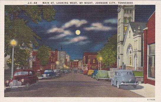 Tennessee Johnson City Main Saint Looking West By Night