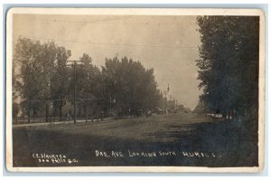 1911 Dak Avenue Looking South Huron South Dakota SD RPPC Photo Antique Postcard
