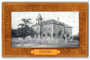 c1910s Central School Exterior Roadside East Jordan Michigan Unposted Postcard