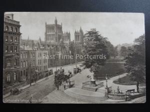 Bristol CATHEDRAL & COLLEGE GREEN shows Tramway - Old Postcard