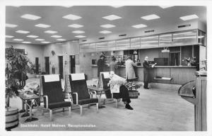 Stockholm Sweden reception area Hotel Malmen real photo pc Y11584