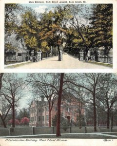 ROCK ISLAND IL Illinois  ARSENAL  Main Entrance & Admin Building  *2*  Postcards