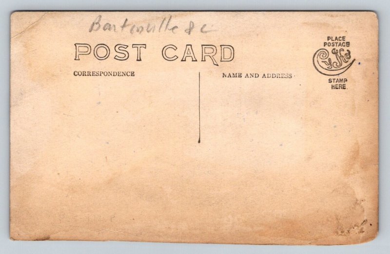 RPPC   Bartonville  Illinois   Horses Pulling  Logs  Loggers  Tent     Postcard