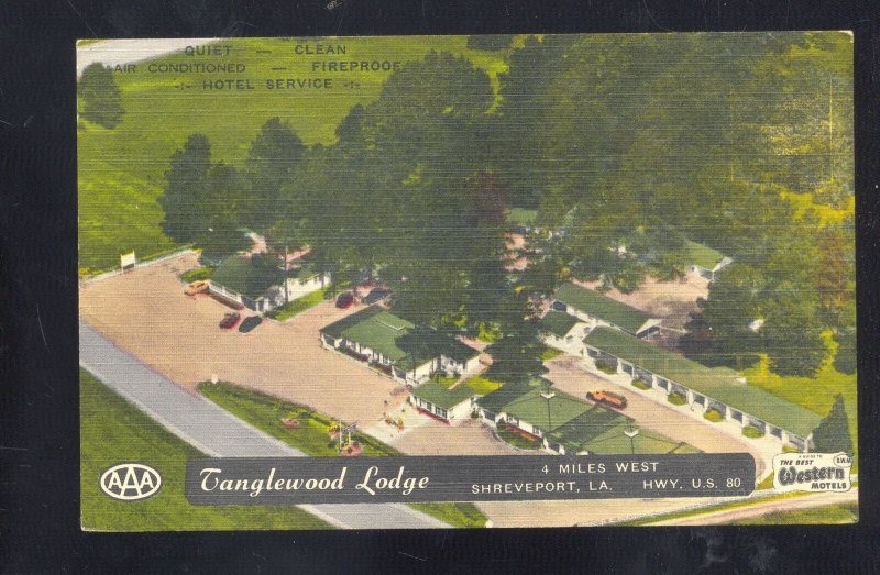 SHREVEPORT LOUISIANA LA. TANGLEWOOD LODGE LINEN ADVERTISING POSTCARD