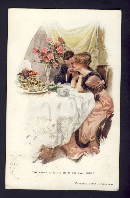 FIRST EVENING THEIR OWN HOME #190 R&N romantic dinner,  HARRISON FISHER artist