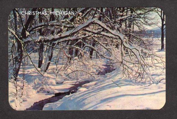 MI Christmas Michigan Postcard Scenic Snow Scene Carte Postale