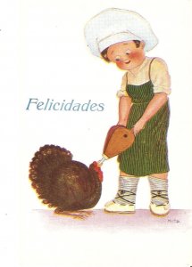 Hertogs. Caricature. Greetings  Old vintage Spanish, artist signed, Postcard