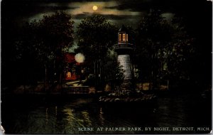 Postcard Scene at Palmer Park by Night in Detroit, Michigan