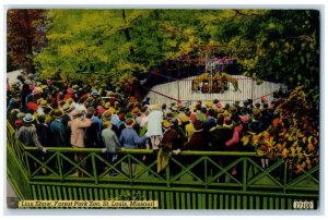 1940 Aerial View Lion Show Forest Park Zoo St Louis Missouri MO Vintage Postcard