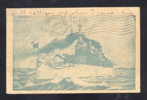 UNITED STATES NAVY BATTLESHIP USS OREGON MILITARY SHIP VINTAGE POSTCARD