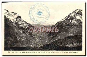 Old Postcard Savoy Picturesque La Vallee The Col Des Aravis and Mont Blanc