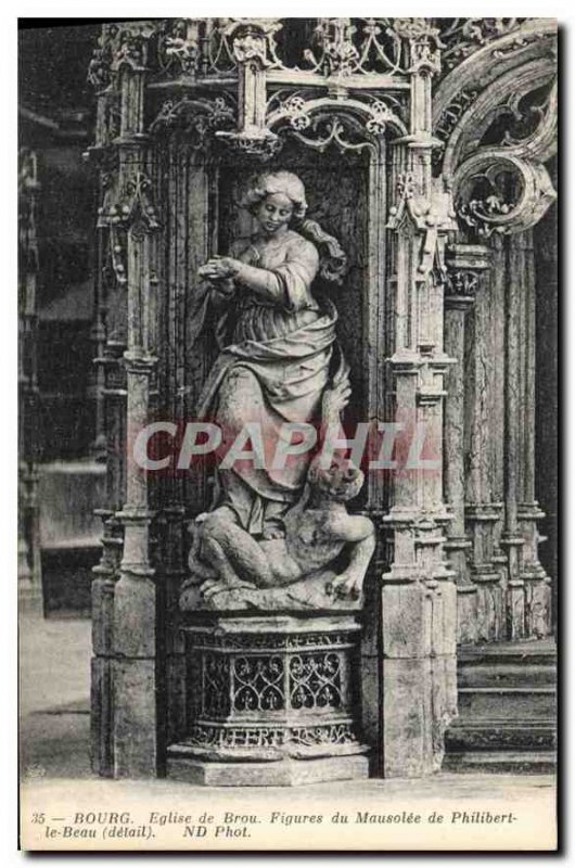 Postcard Old Brou Church Bourg Figure of Philibert Mauselee