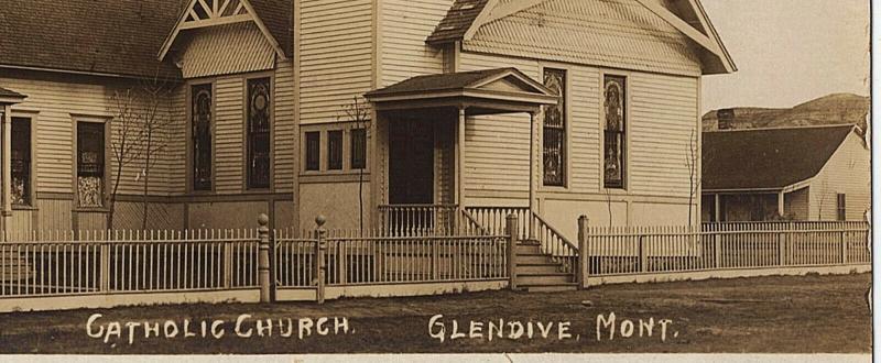 1910 RPPC Glendive Mont. Montana MT Catholic Church RARE OLD Real Photo Postcard