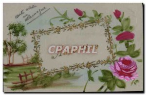 Old Postcard transparent card Flowers