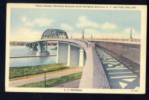 Buffalo, New York/NY Postcard, Peace Bridge US Side, Fort Erie, Ontario Canada