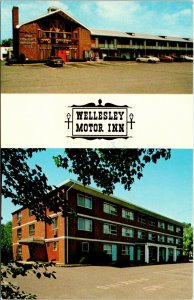 Wellesley Motor Inn Dual View Massachusetts MA VTG Postcard WOB 13c Stamp 