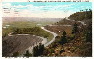 Vintage Postcard 1927 Spectacular Switchbacks On Broadmoor Colorado Springs CO