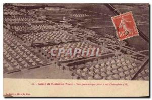 Old Postcard Militaria Camp of Sissonne Panoramic view taken of airplane in f...