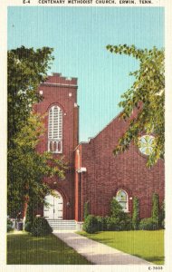 Vintage Postcard 1930's View of Centenary Methodist Church Erwin Tennessee TN