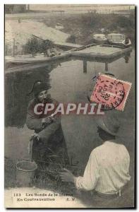 Old Postcard Police Detective edges of the Marne in contravention Fishing Fis...