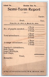 1901 Semi-Term Report County School Commissioners Hagerstown MD Postal Card