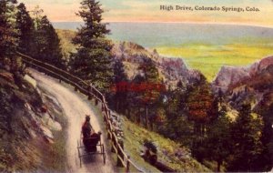 HIGH DRIVE, COLORADO SPRINGS, CO 1912 horse-drawn carriage on dirt road