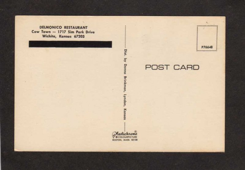 KS Delmonico Cowtown Restaurant Horse Cowgirl Wichita Kansas Postcard