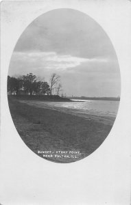 G14/ Fulton Illinois Real Photo RPPC Postcard 1911 Sunset Stony Point