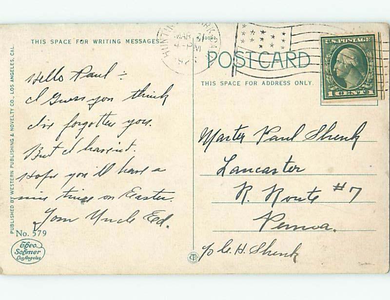 Divided-Back SOUTHERN CALI BUNGALOW Postmarked Huntington Park CA HM7885