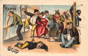 Lot 76 sour cucumbers men and women drunks germany comic postcard litho