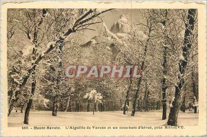 'Old Postcard Haute Savoie L''Aiguille de Varens and a wood Winter near Megeve'