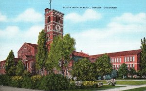 Vintage Postcard South High School Building Denver Colorado CO Elmer C. Clark