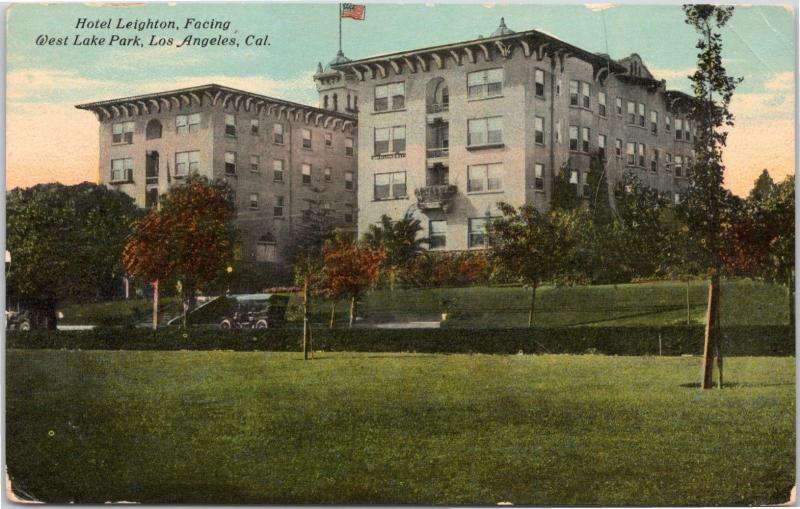 Los Angeles, Hotel Leighton Facing West Lake Park - 1910-1015