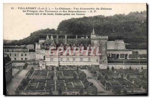Old Postcard Villandry I and L Chateau overview of Chateau du Soup Terraces a...