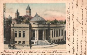 Vintage Postcard 1906 Public Library Court House In Distance San Bernardino CA