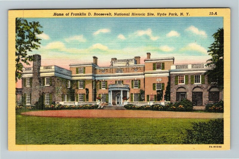 Hyde Park NY-New York, Home Of Franklin D Roosevelt, Linen Postcard 