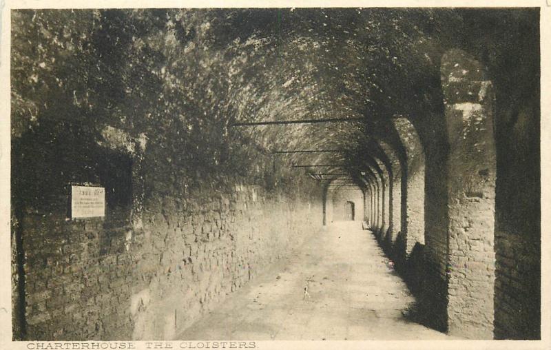 Lot 5 postcards London - Charterhouse fireplace library interior cloisters lodge