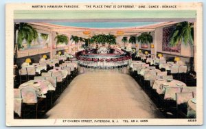 PATERSON, New Jersey NJ ~ Night Club MARTIN'S HAWAIIAN PARADISE c1940sPostcard