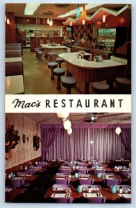 1960 Rochester Minnesota MN Vintage Postcard Mac Restaurant Interior Unposted